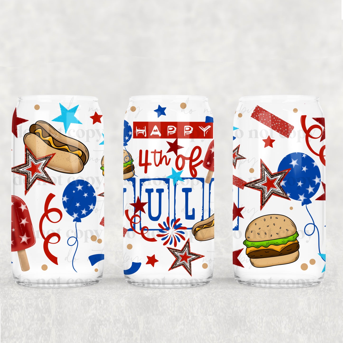 Happy 4th Of July 16 oz Glass Wrap