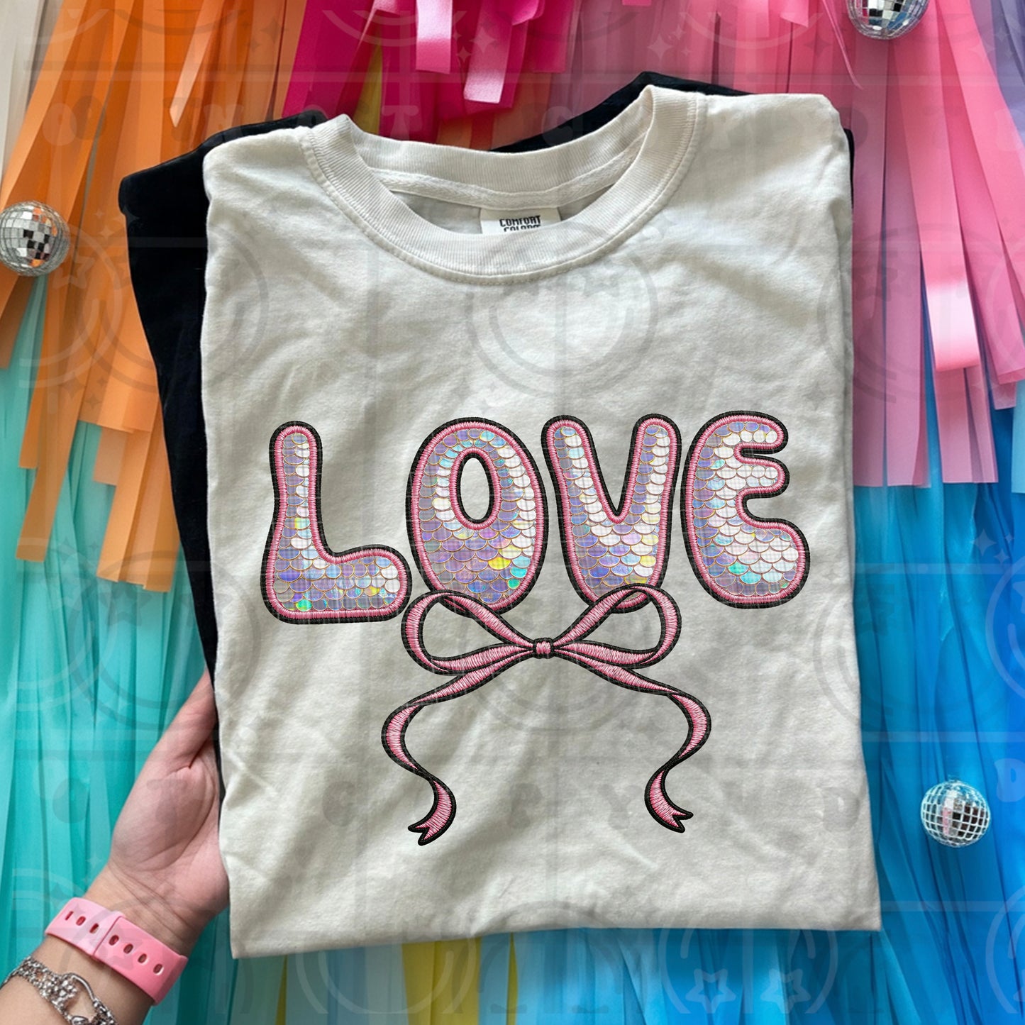 Love Sequin Bow (Faux Sequin) DTF Prints