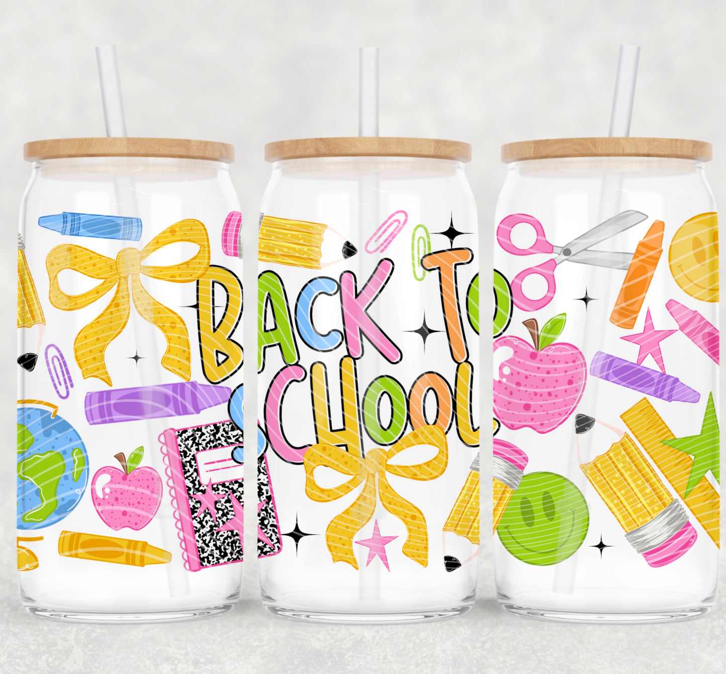 Back To School 16 oz Glass Wrap