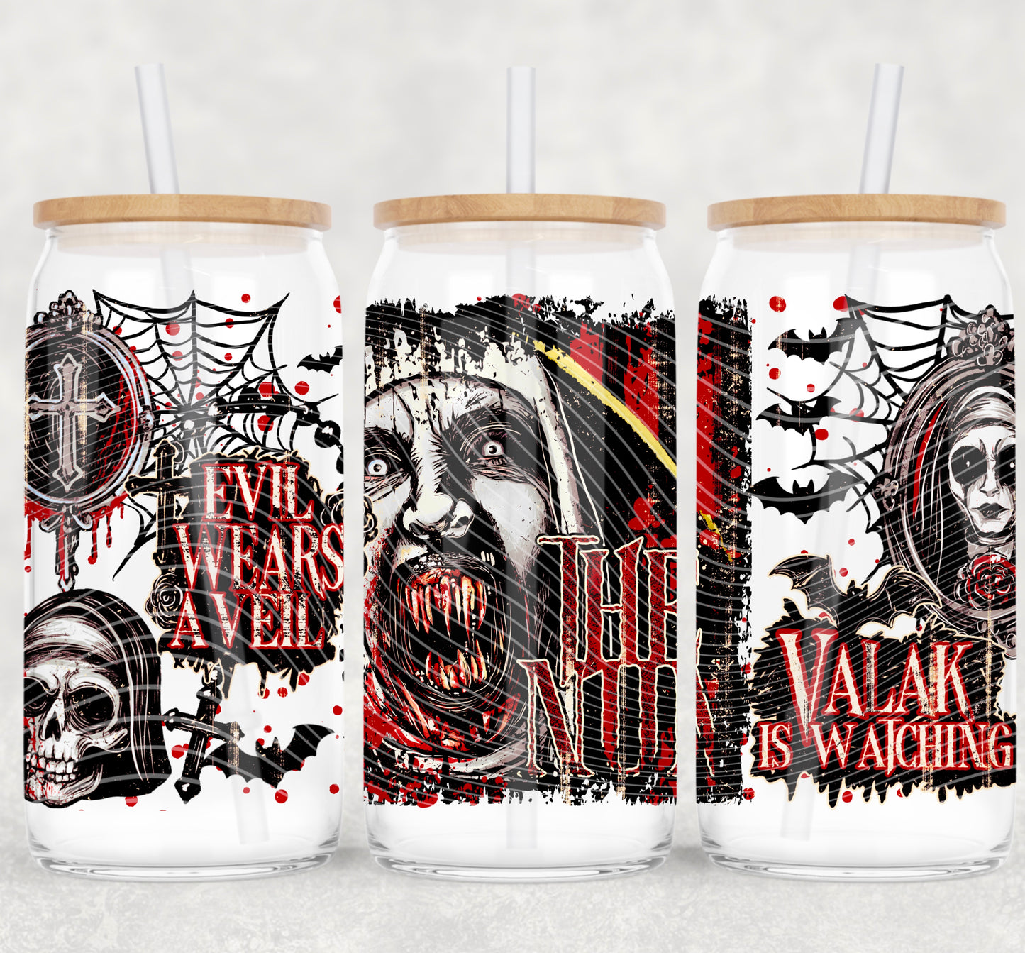 Horror Nun 16 oz Glass Wrap
