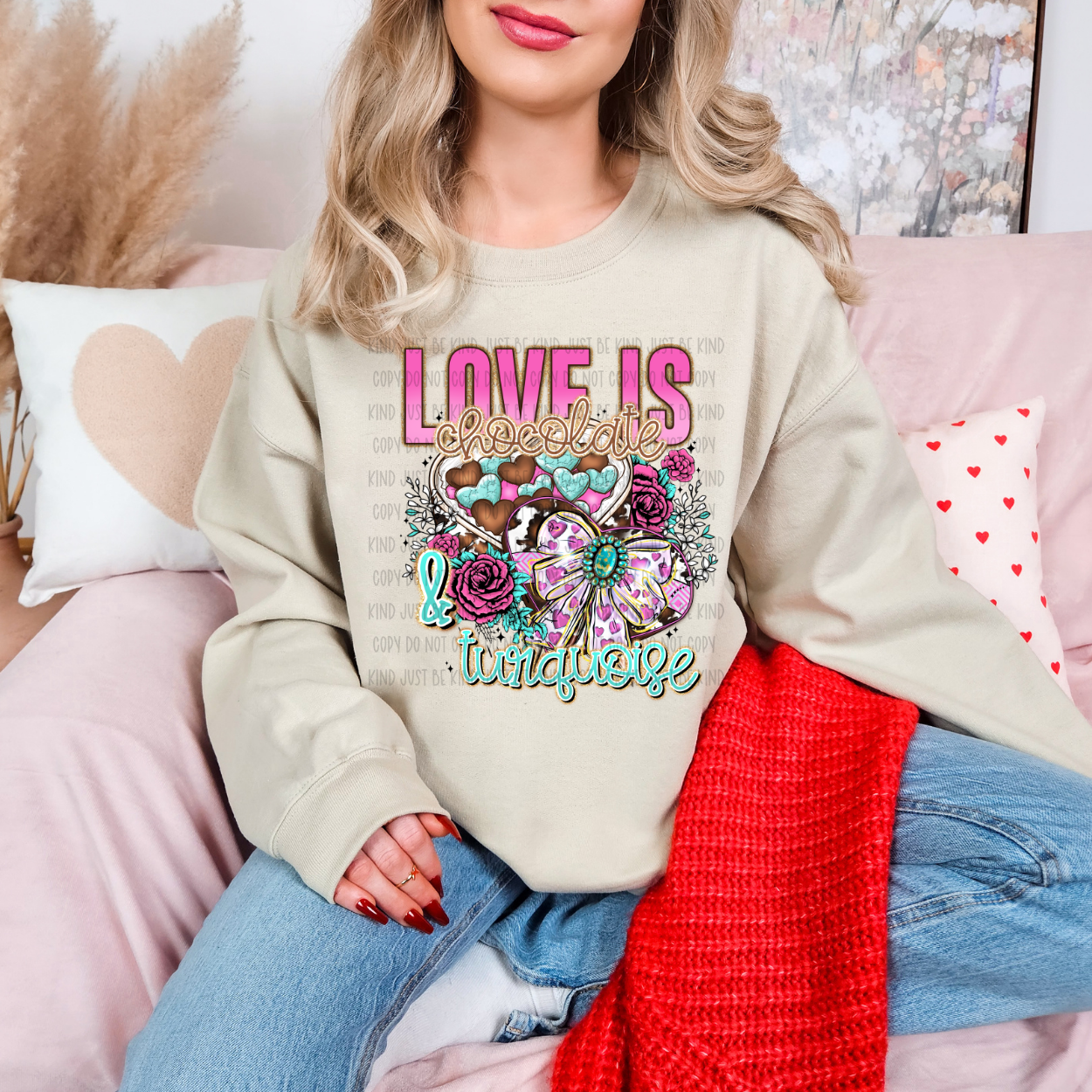 Love Is Chocolate And Turquoise DTF Print