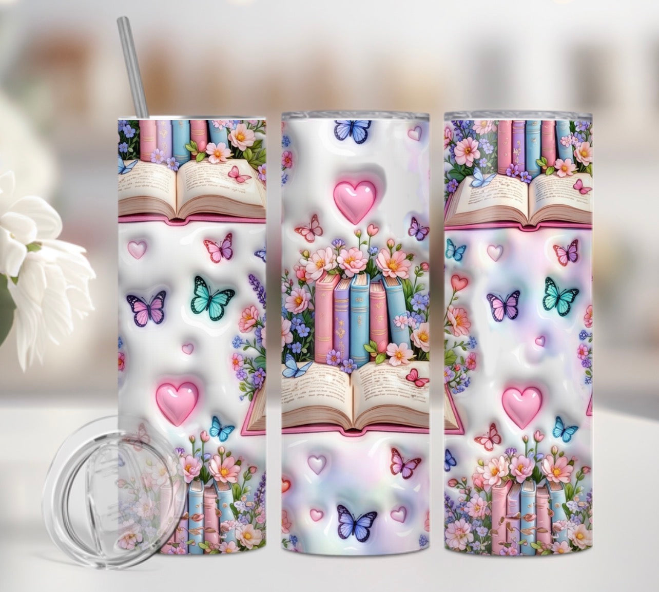 Floral Books Tumbler Wrap