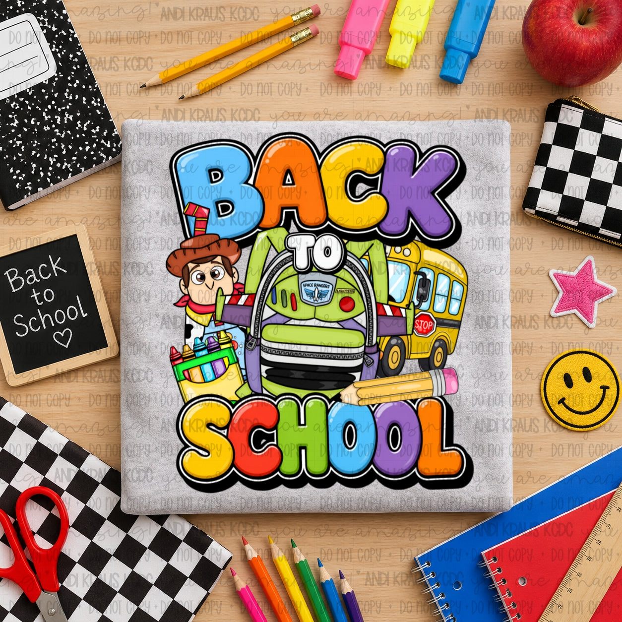 Back To School Toy Story DTF Print
