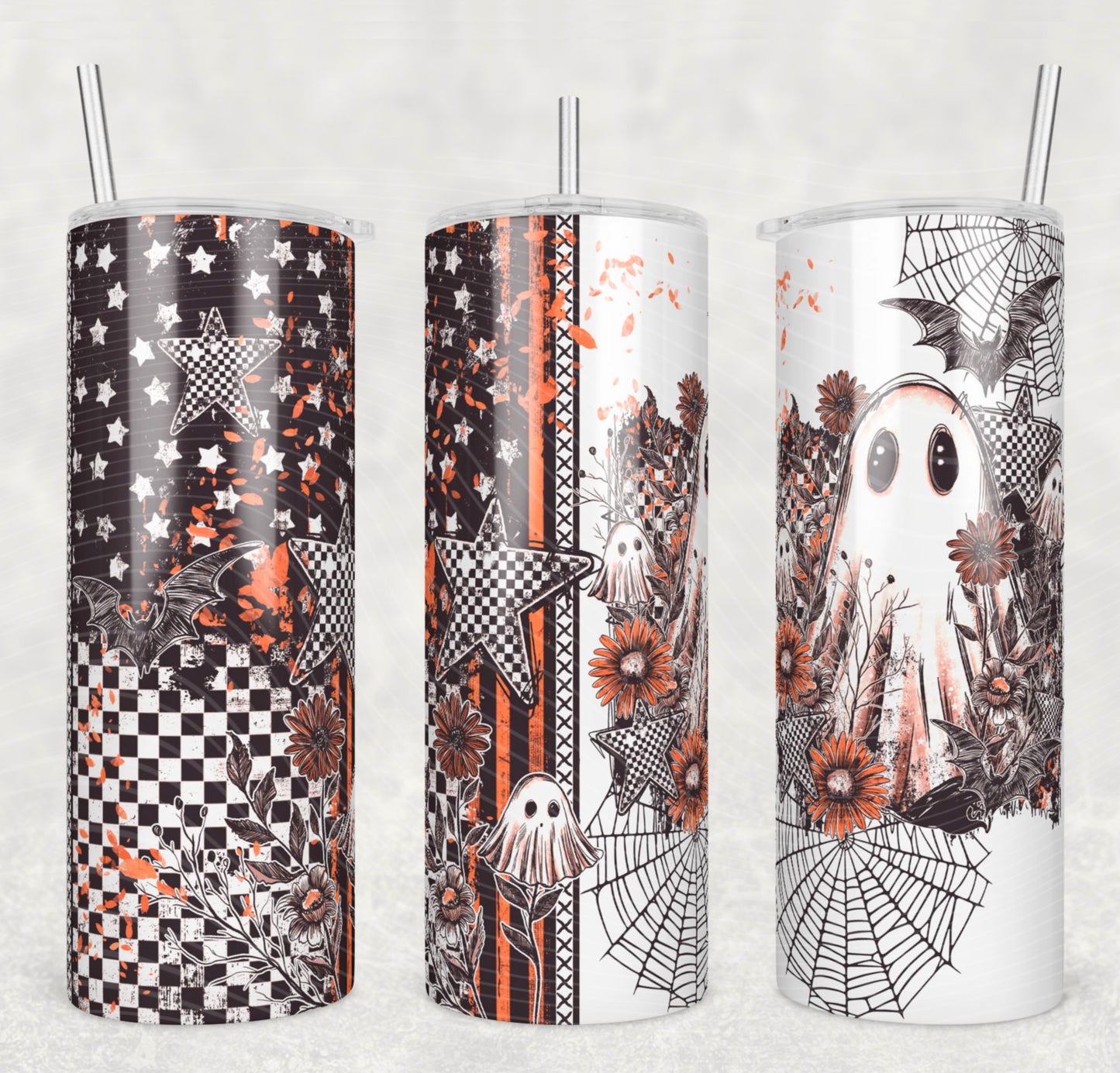 Boo Ghost Checkered Tumbler Wrap