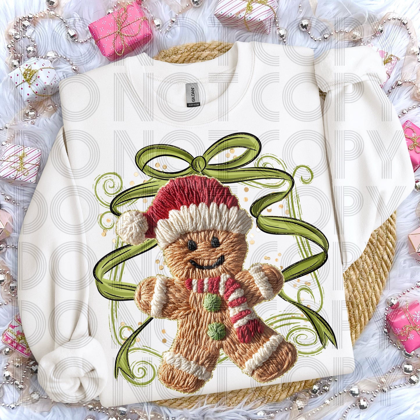 Christmas Gingerbread Man (Faux Yarn) DTF Prints