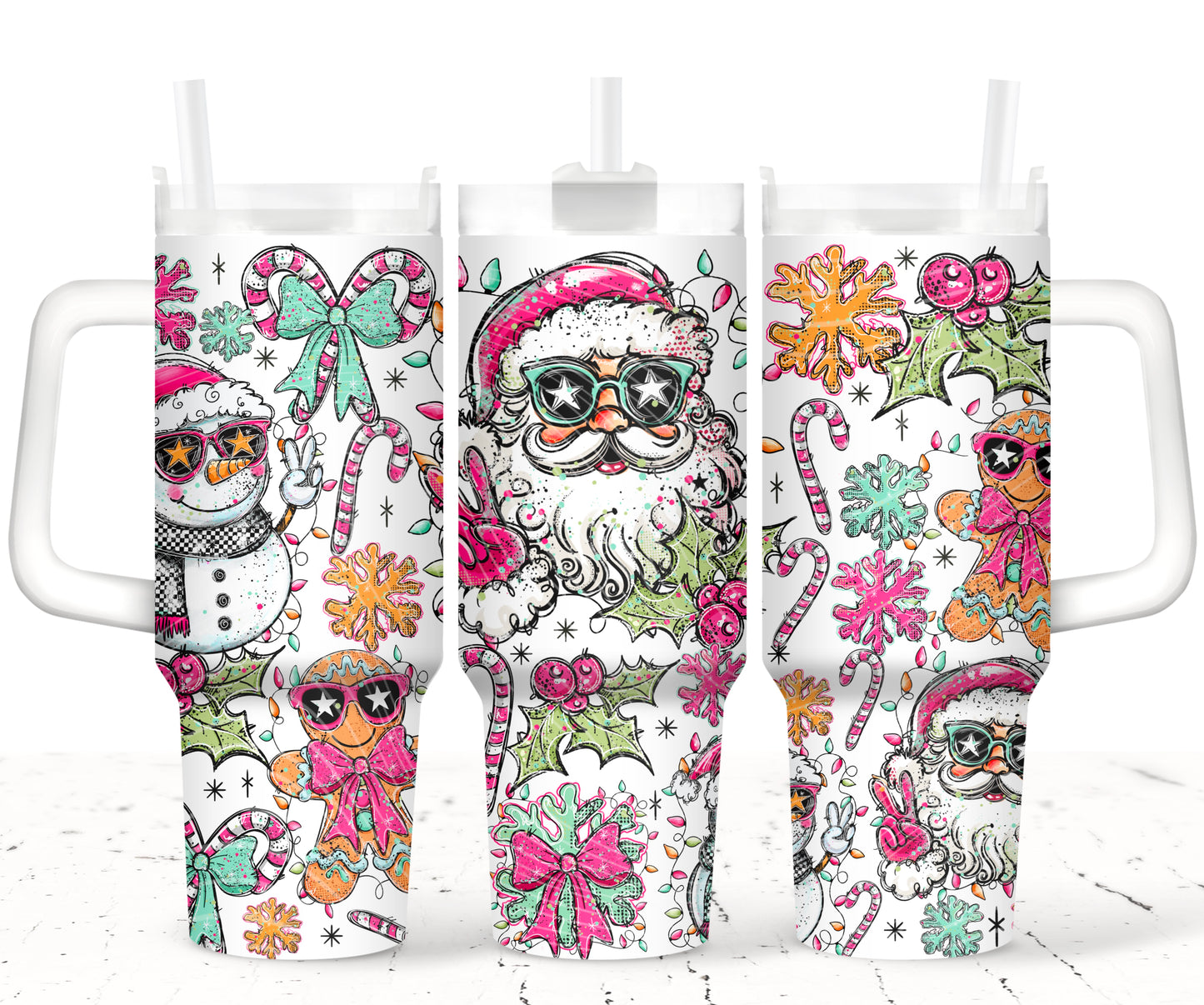 Doodle Santa 40 oz Tumbler Print