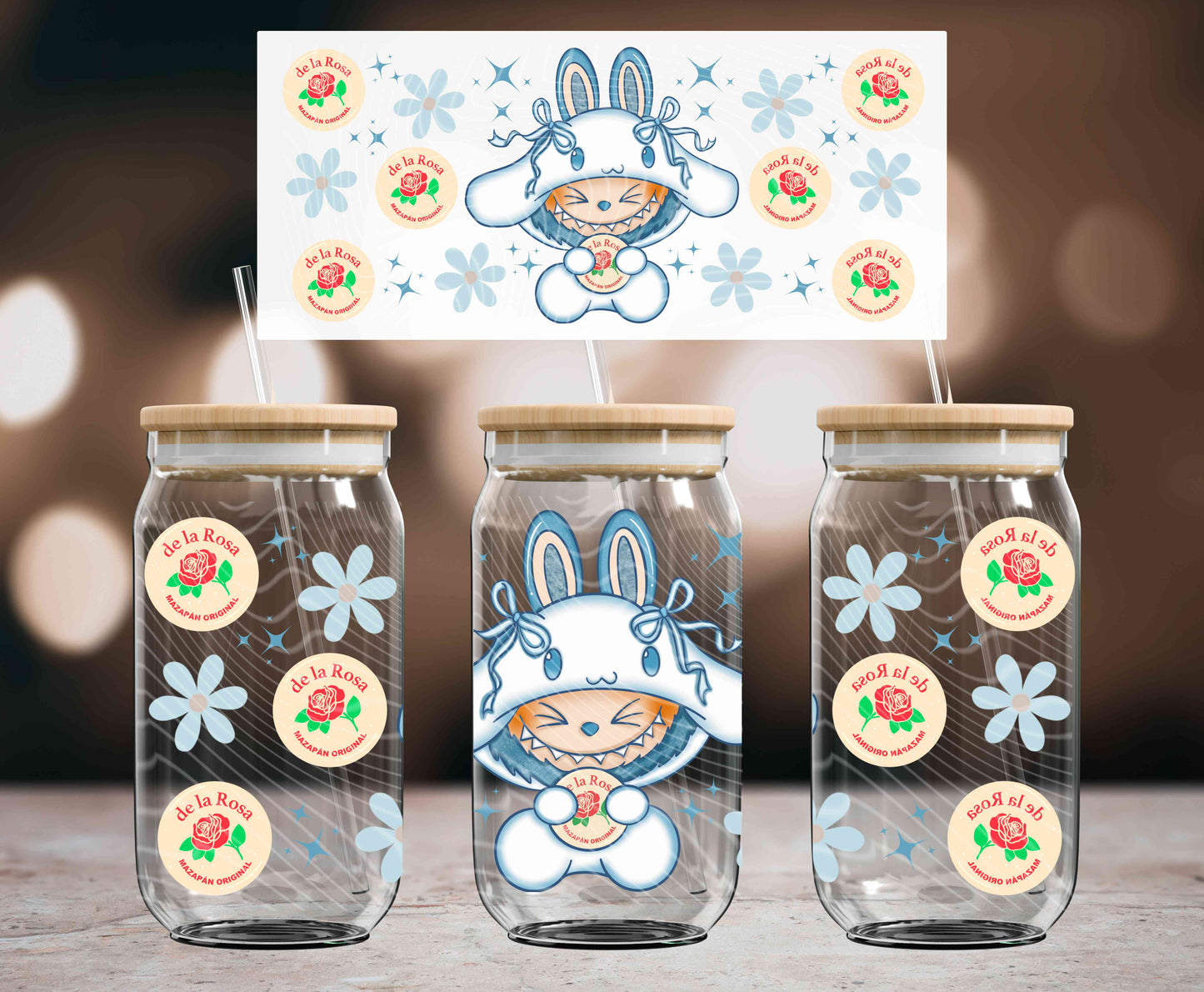 Easter BUBU Cinna 16 oz Glass Can Wraps