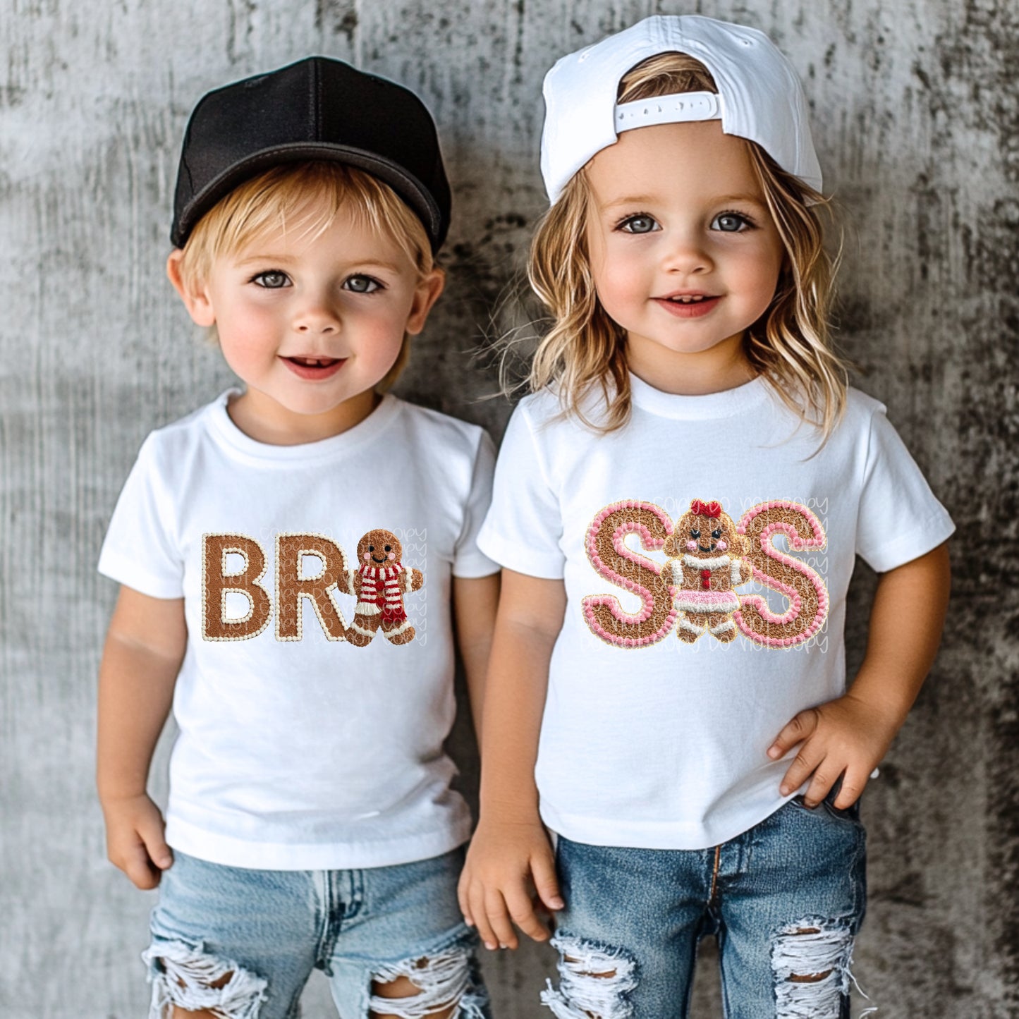 Bro Gingerbread Faux Embroidery DTF Print
