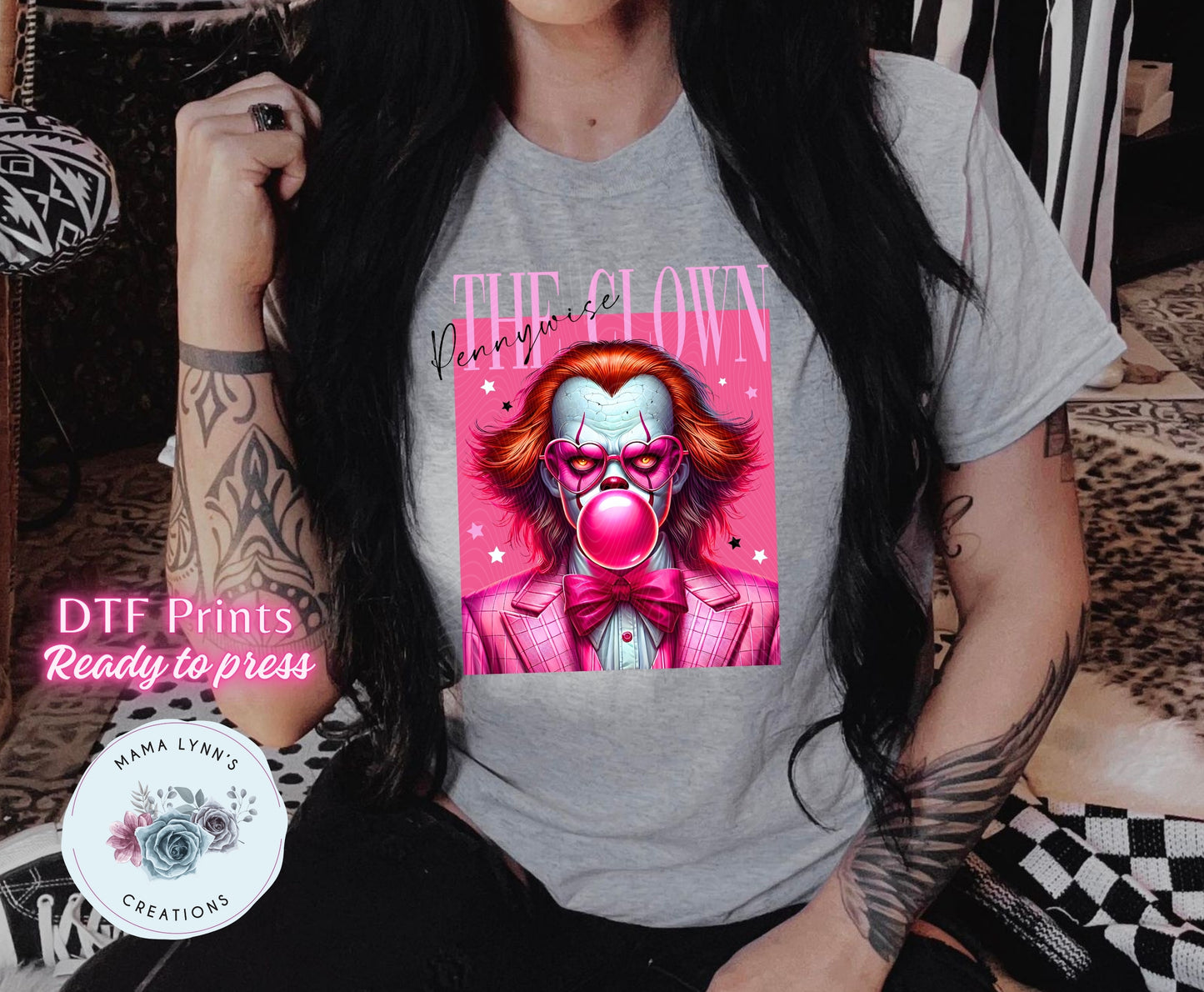 Pink Horror Clown Bubble Pop DTF Print