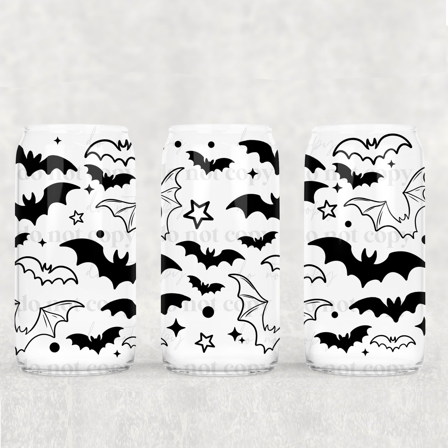 Black Bats 16 oz Glass Wrap