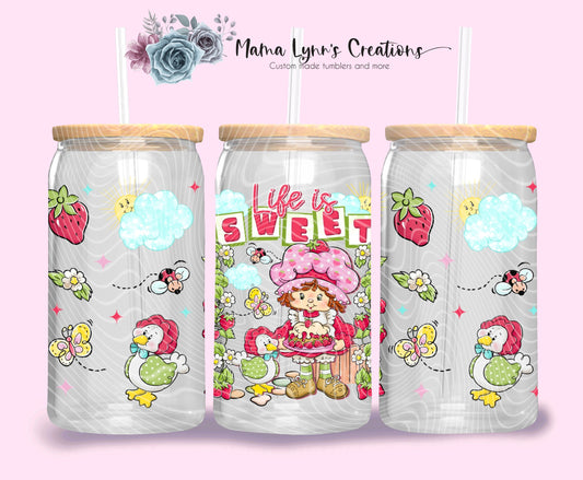 Life Is Sweet 16 oz Glass Can Wrap