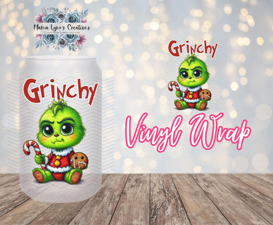 Red Grinchy Christmas 16 oz Glass Can prints