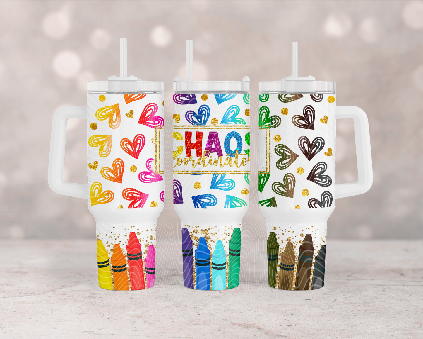 Chaos Coordinater Rainbow Crayons 40 oz Tumbler Prints
