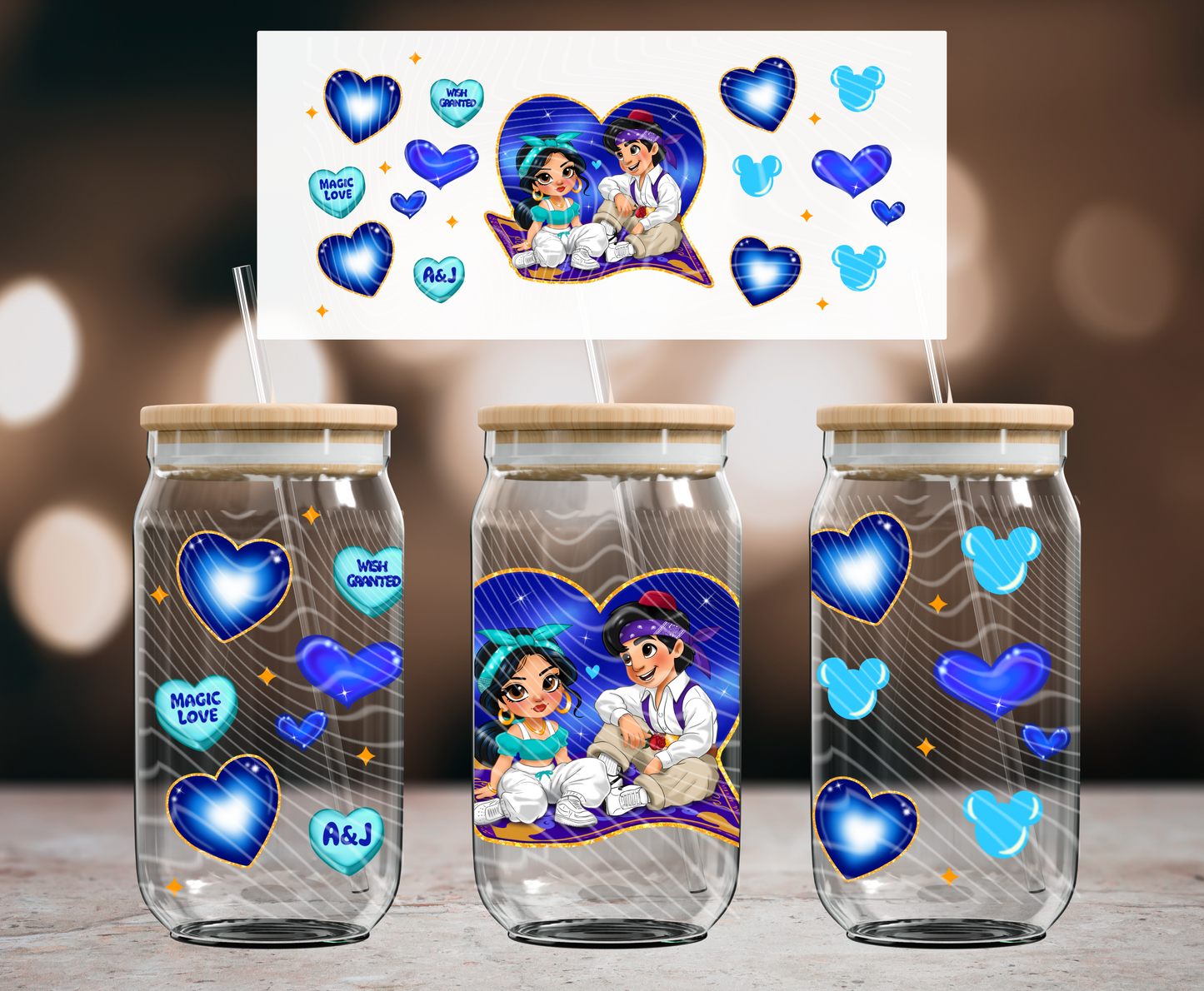 A Whole New World 16 oz Glass Can Wraps