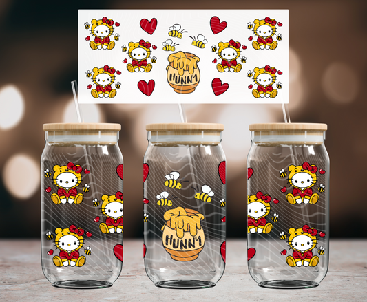 Hunny Kitty 16 oz Glass Can Wraps