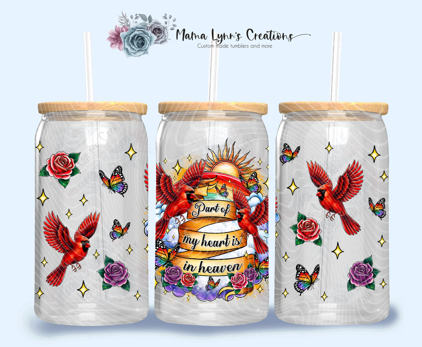 Part Of My Heart Is In Heaven 16 oz Glass Can Wrap