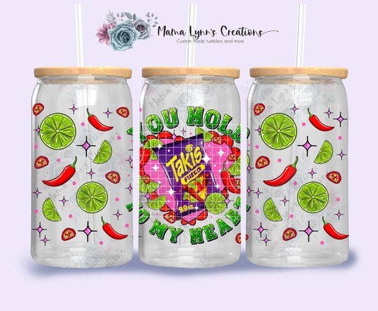 Chips Hold My Heart 16 oz Glass Can Wrap
