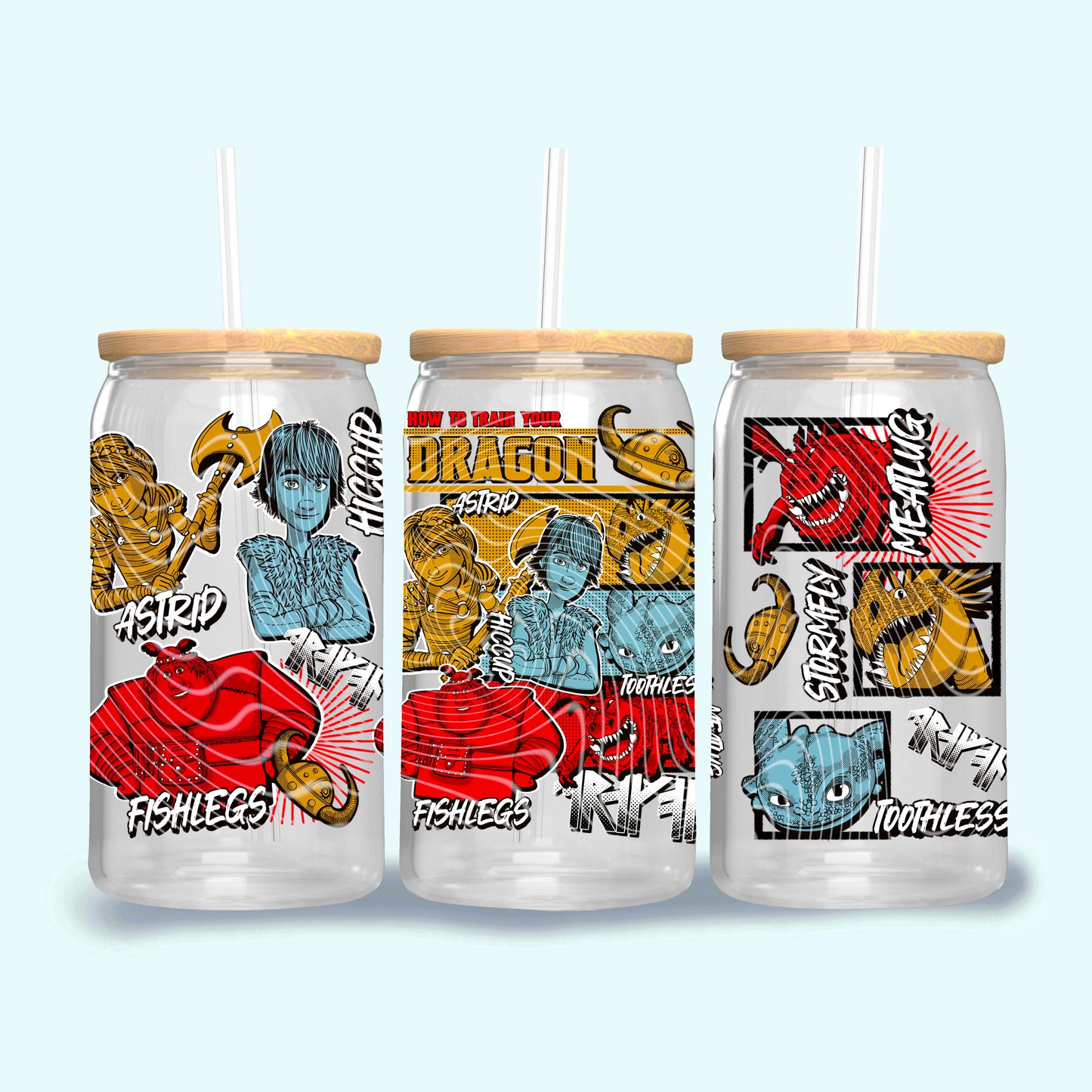 Dragon Comic 16 oz Glass Can Wraps