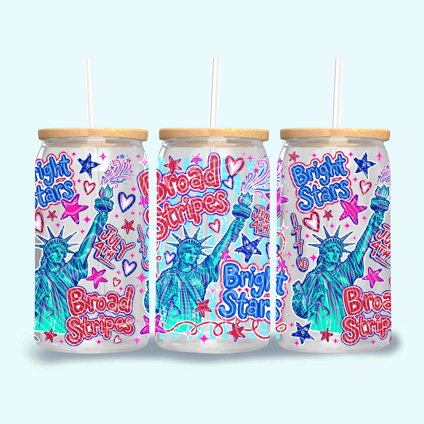 4th Of July 16 oz Glass Wrap