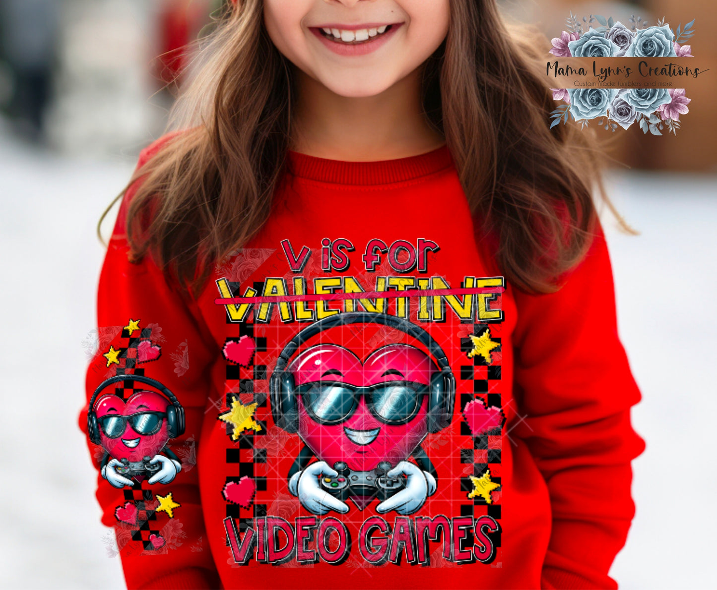 V- Is For Video Games Valentine DTF Print
