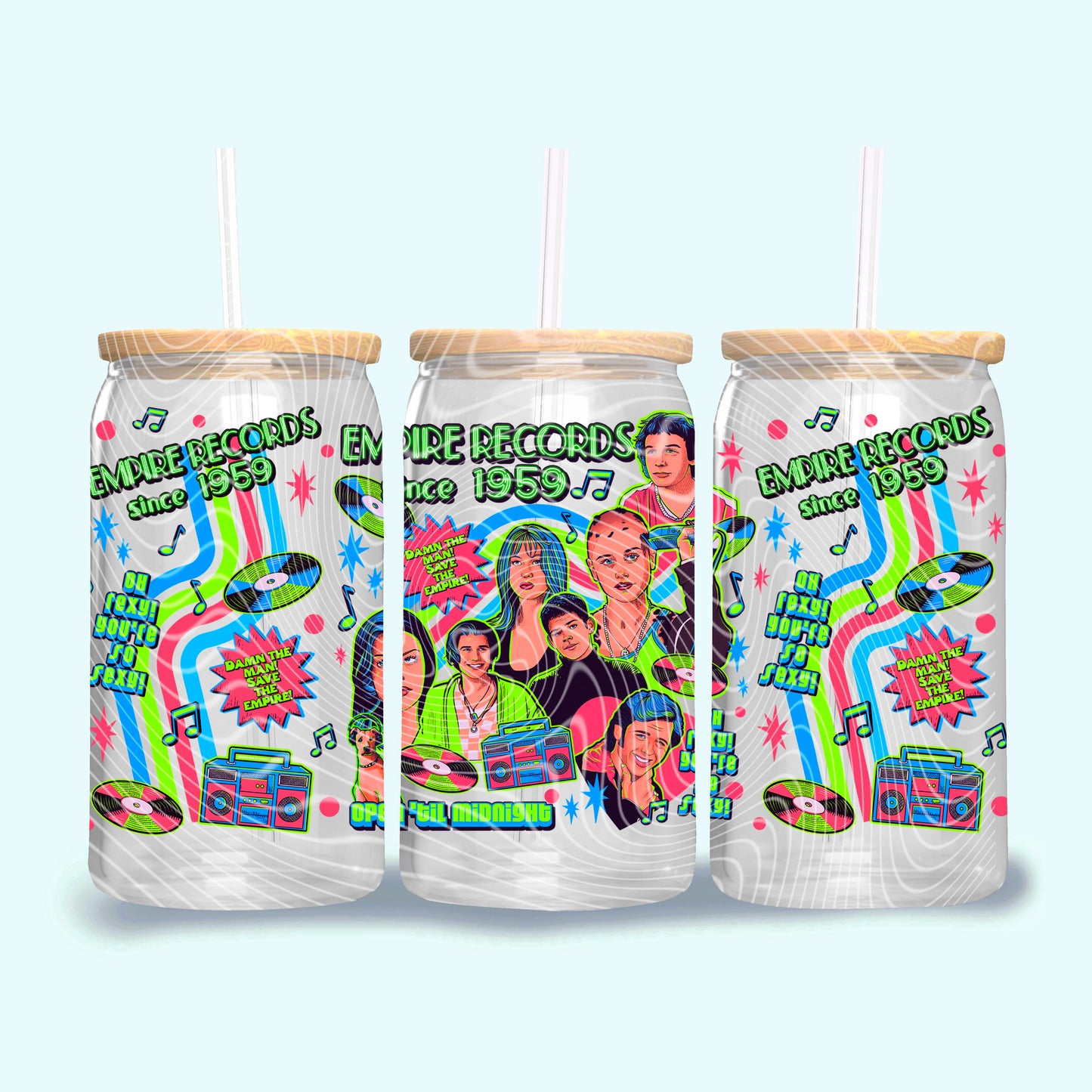 Empire Records 16 oz Glass Can Wraps