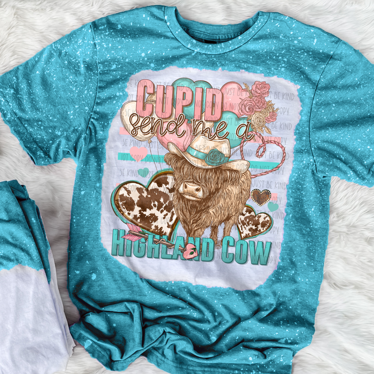 Cupid Send Me A Highland Cow DTF Print