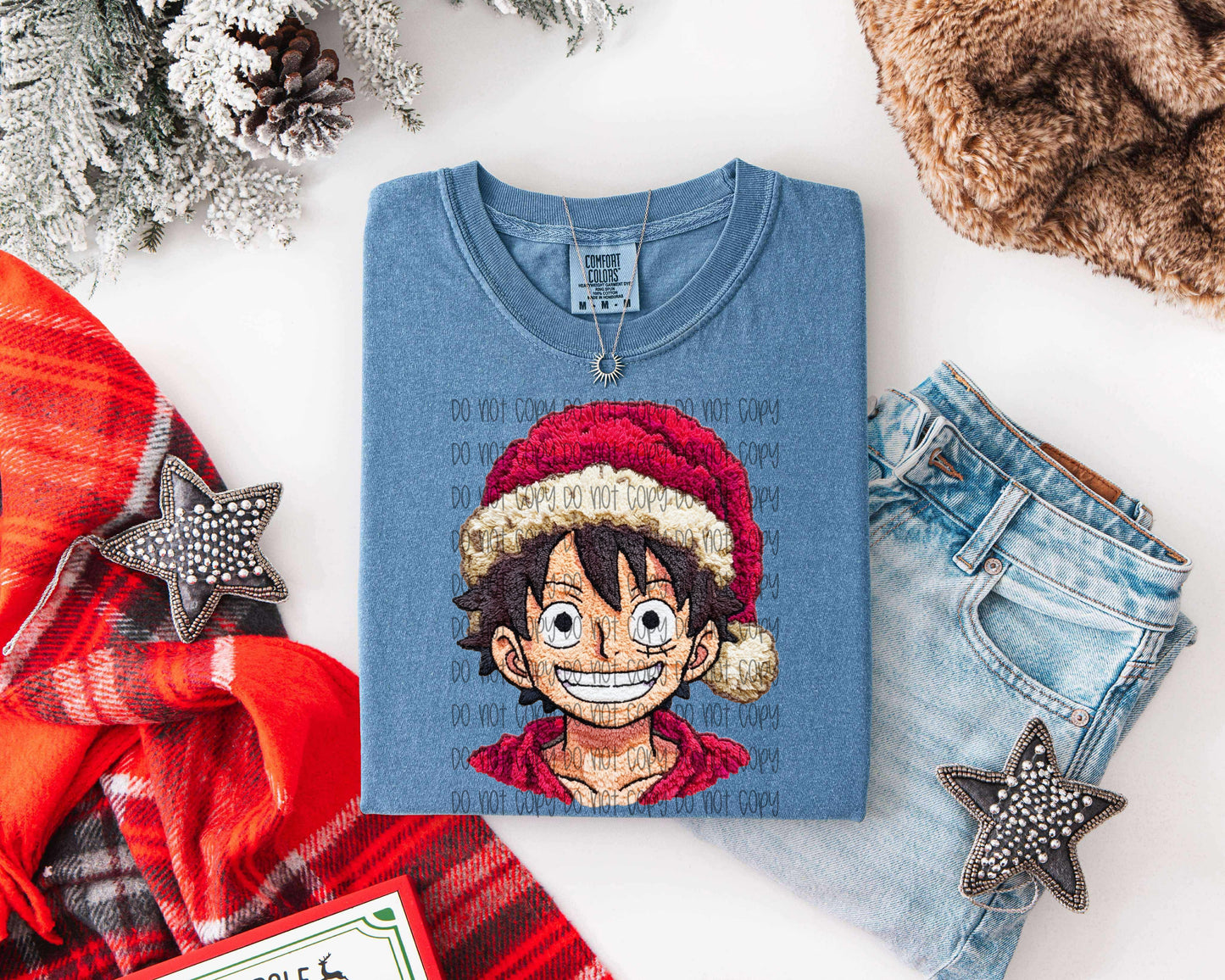 Christmas Luffy Faux Yarn DTF Print
