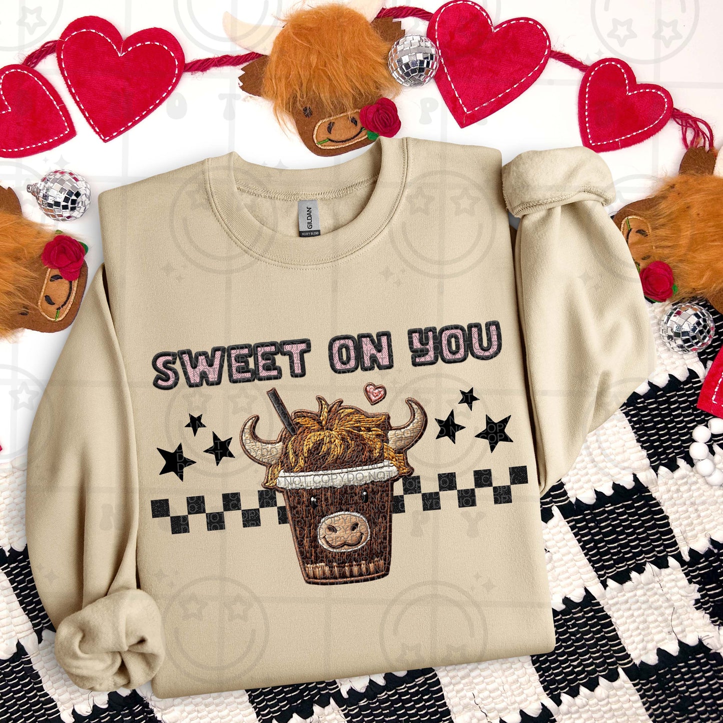 Sweet On You Faux Embroidery DTF Print