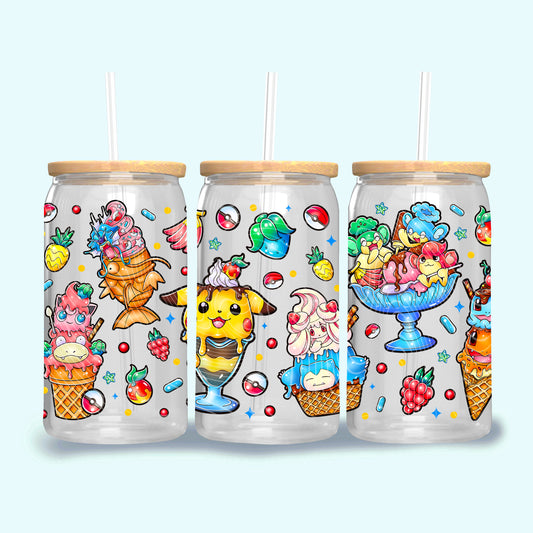 Ice Cream Pokemon 16 oz Glass Can Wraps
