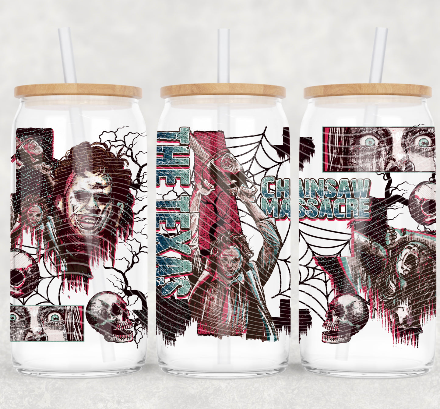 Chainsaw Massacre 16 oz Glass Can Wraps