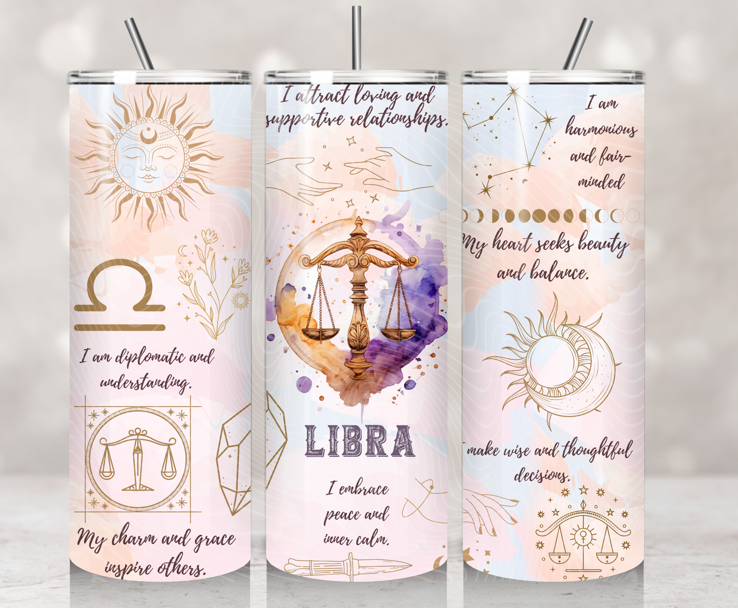 Zodiac Libra Pastel Watercolors