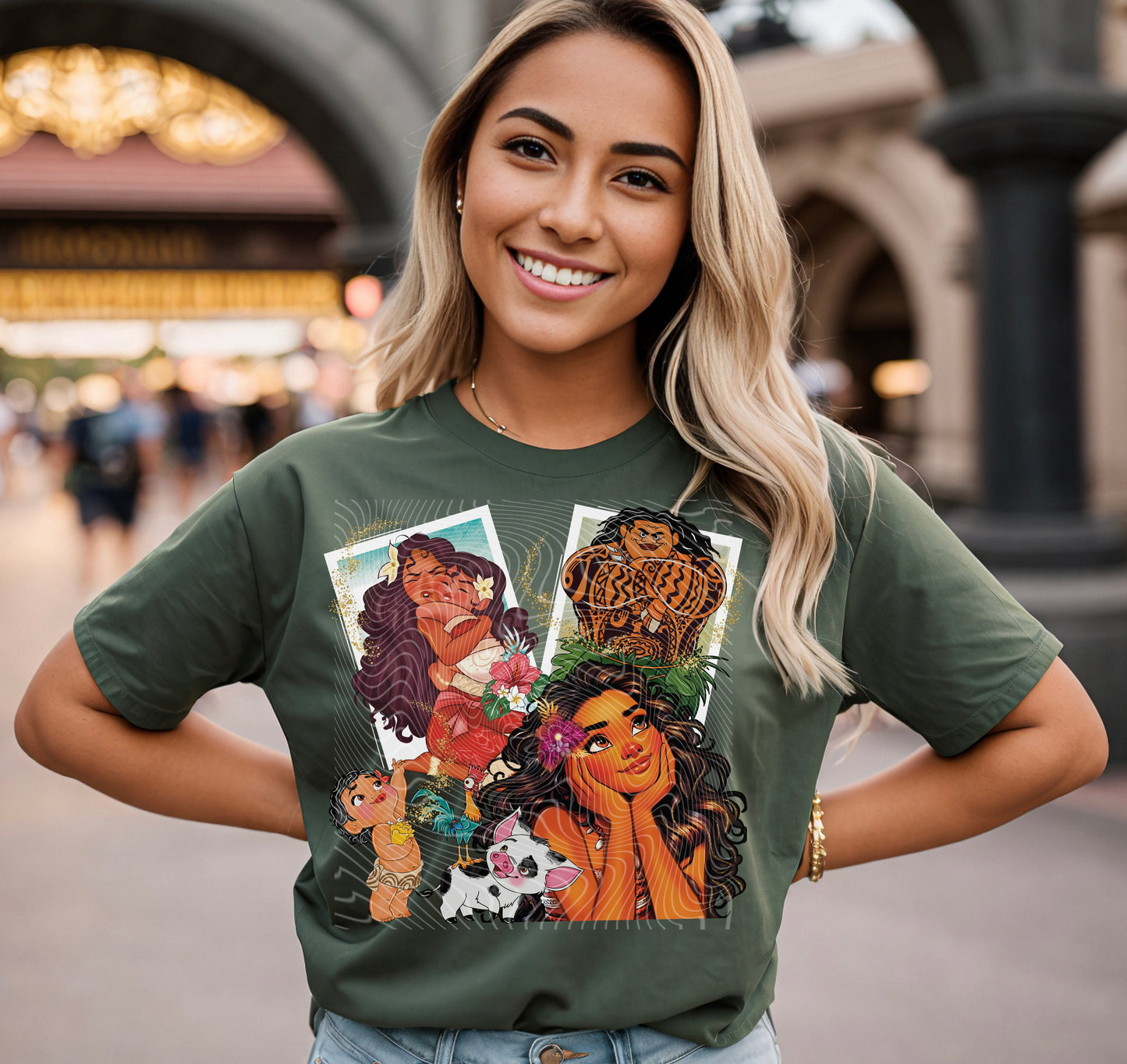 Polaroid Style Dreamy Hawaiian Princess DTF Print