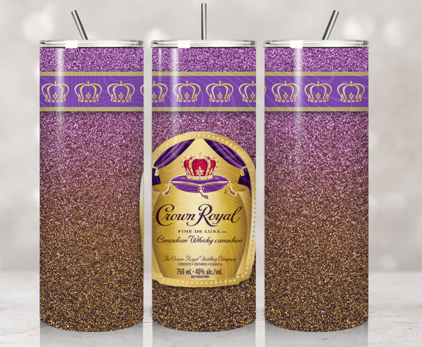 Purple Glitter Crown Tumbler Wrap