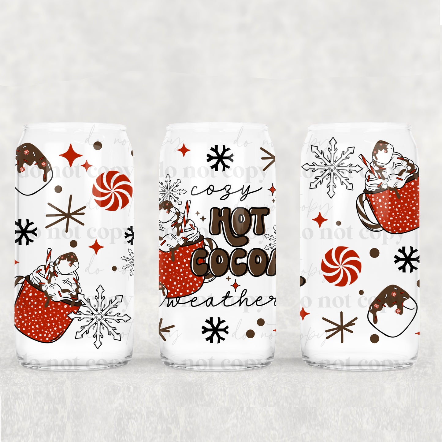 Cozy Hot Cocoa Weather 16 oz Glass Wraps