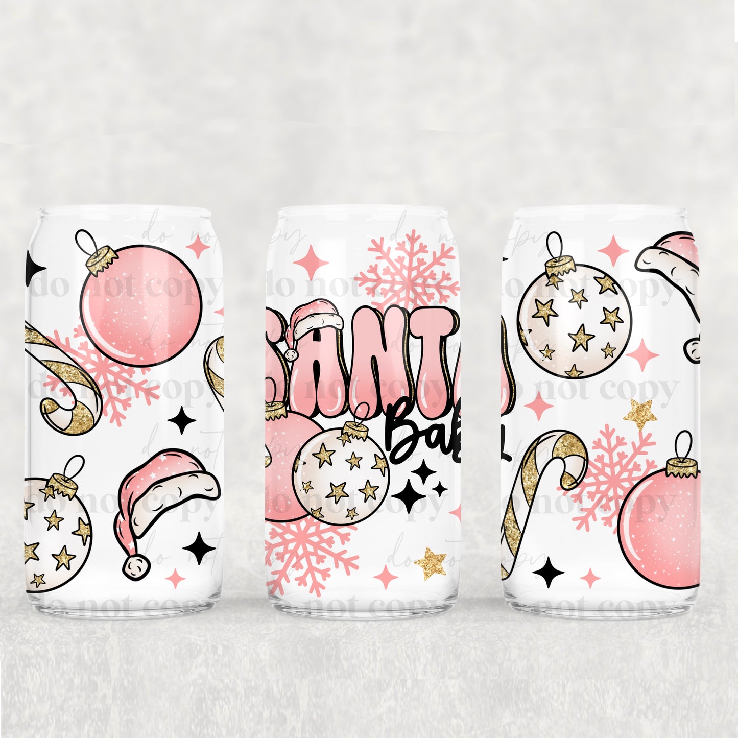 Santa Baby Ornaments 16 oz Glass Wraps