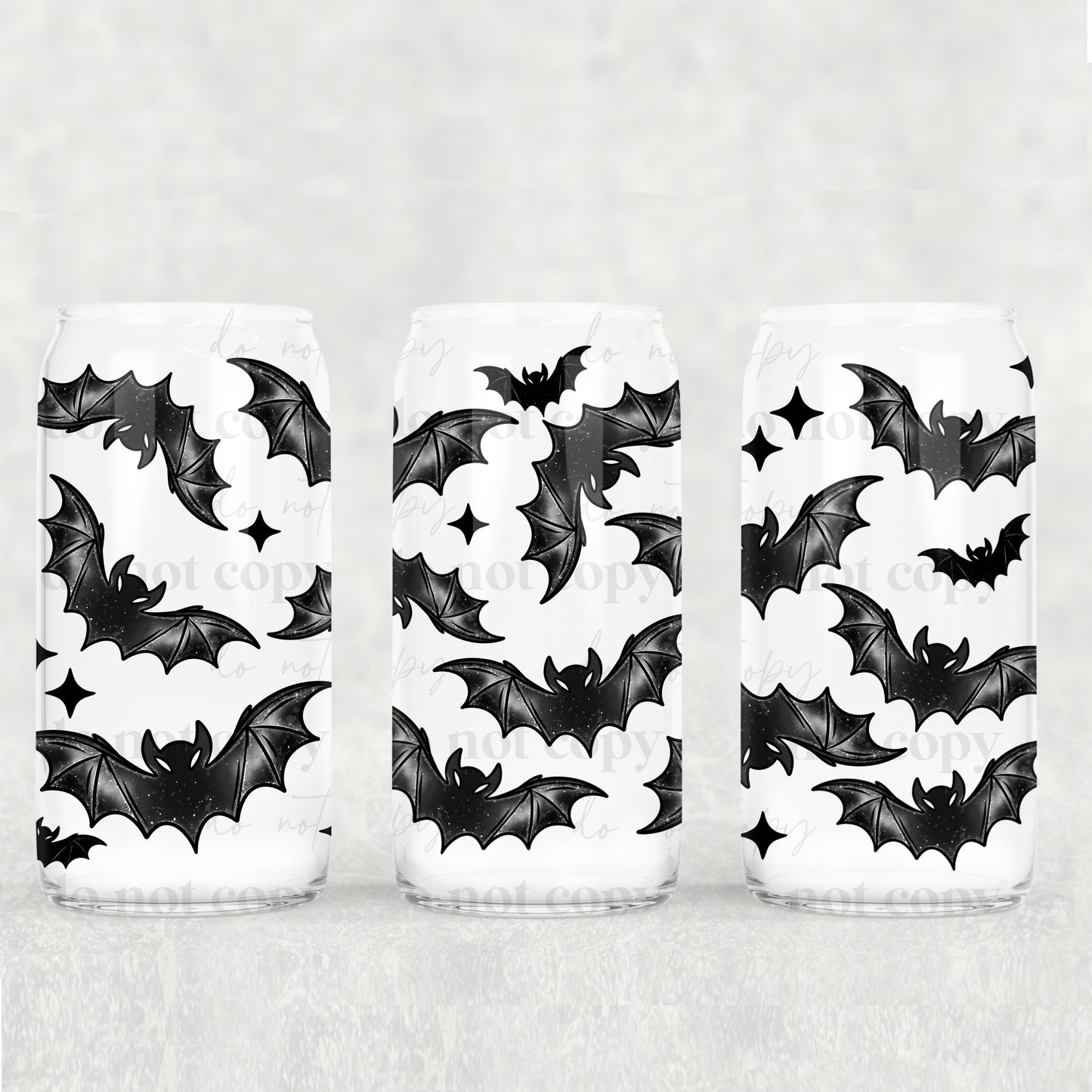Black Bats 16 oz Glass Wraps