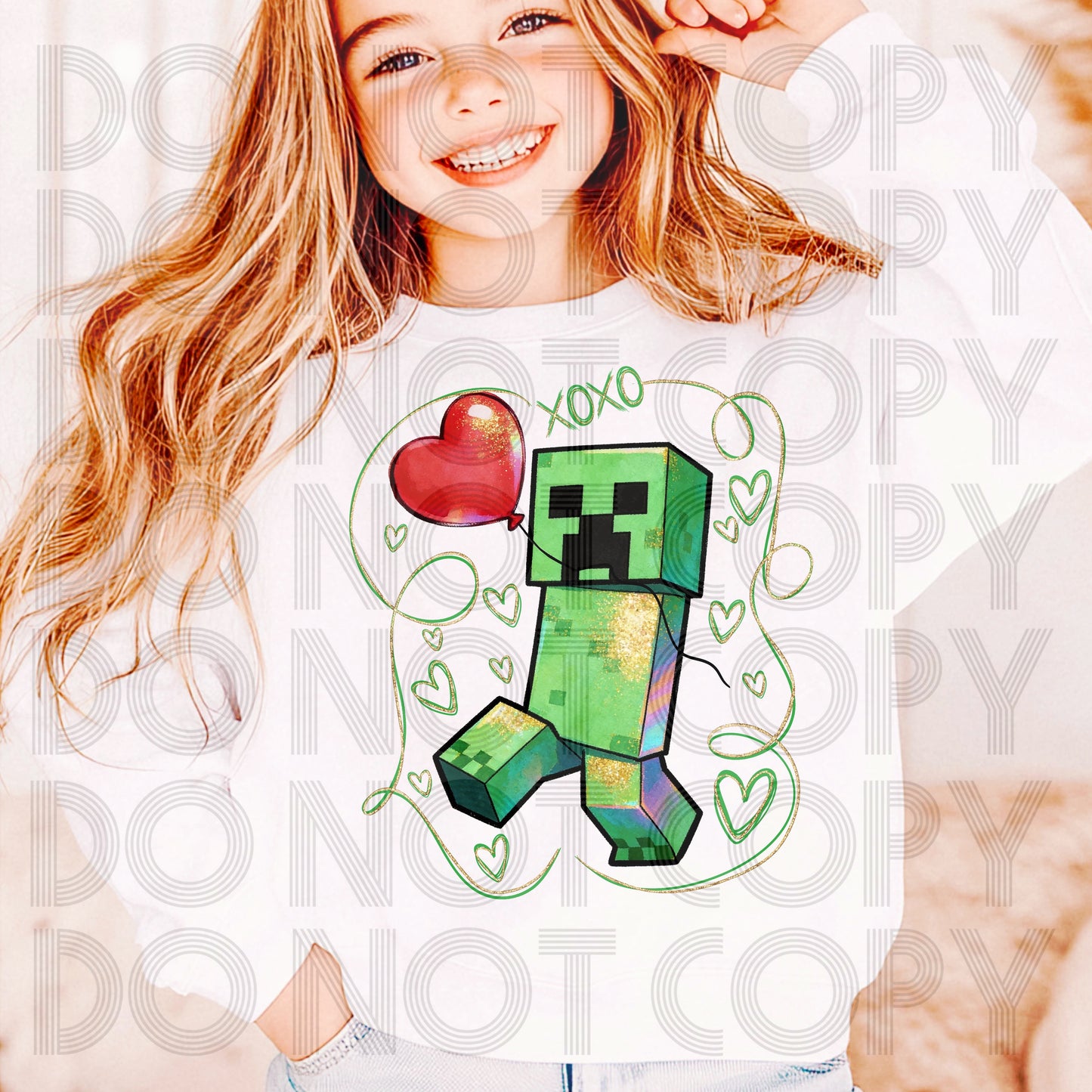 XOXO Minecraft Valentine DTF Prints