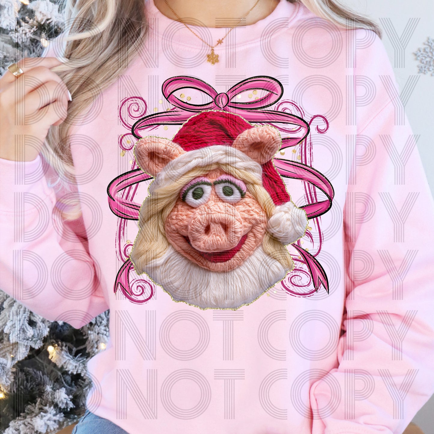 Christmas Piggy (Faux Yarn) DTF Prints