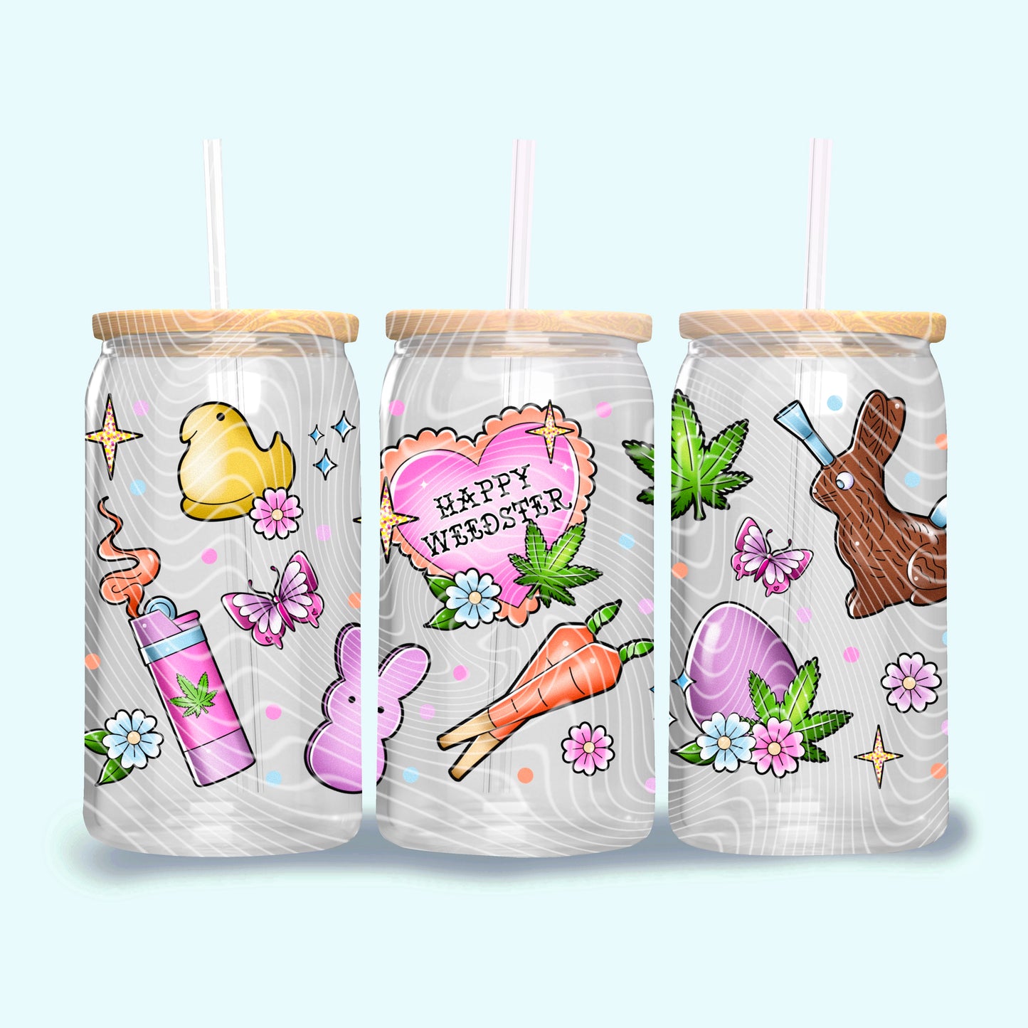 Happy Weedster 16 oz Glass Can Wrap