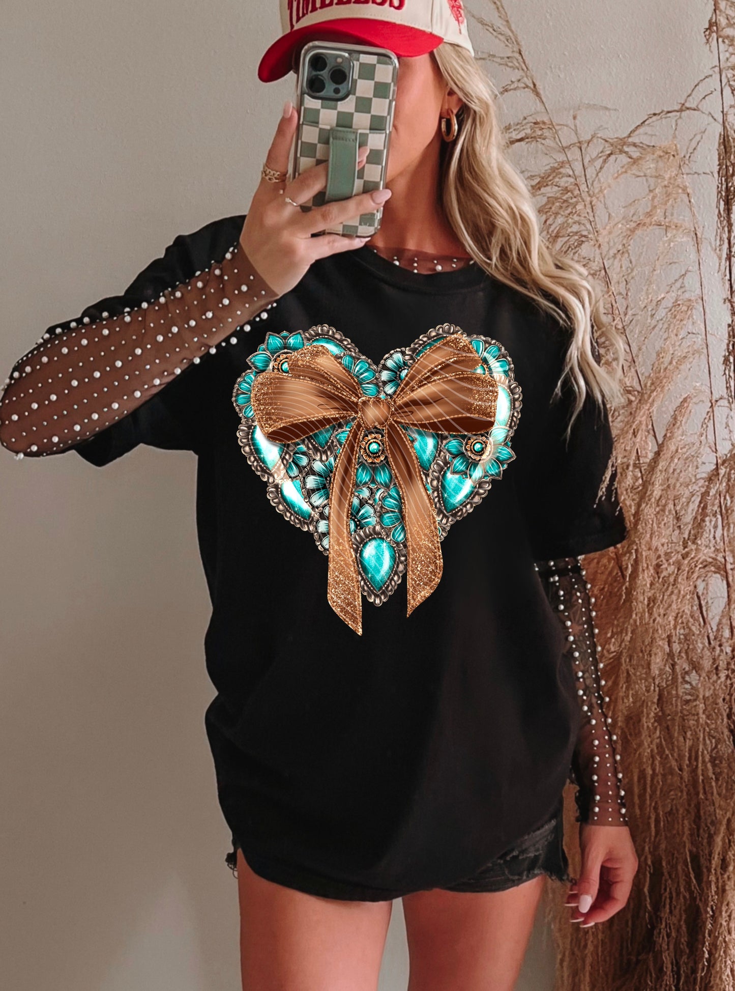 Concho Heart -Double Bow Sleeve- DTF Print