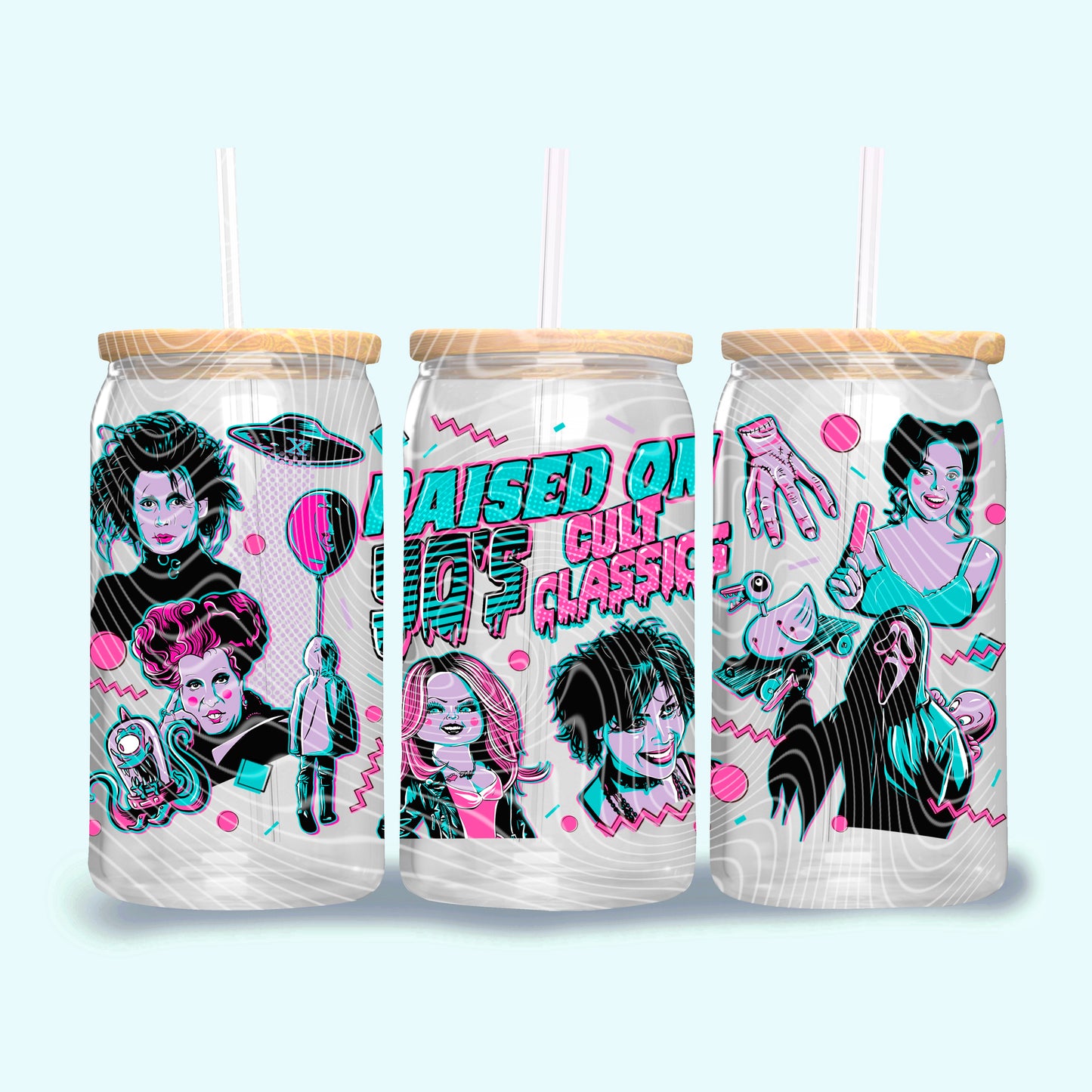 Raised On 90’s Cult Classics 16 oz Glass Can Wraps