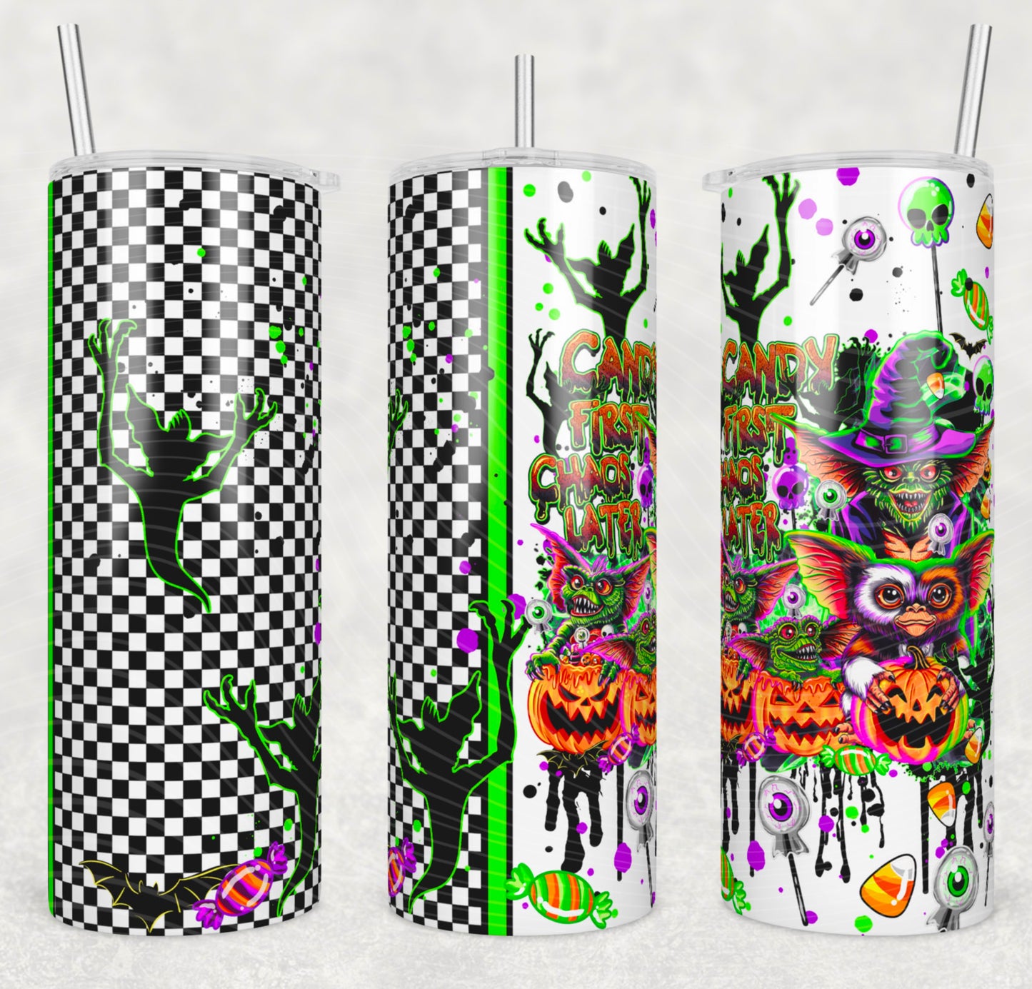 Candy First Chaos Later Tumbler Wrap