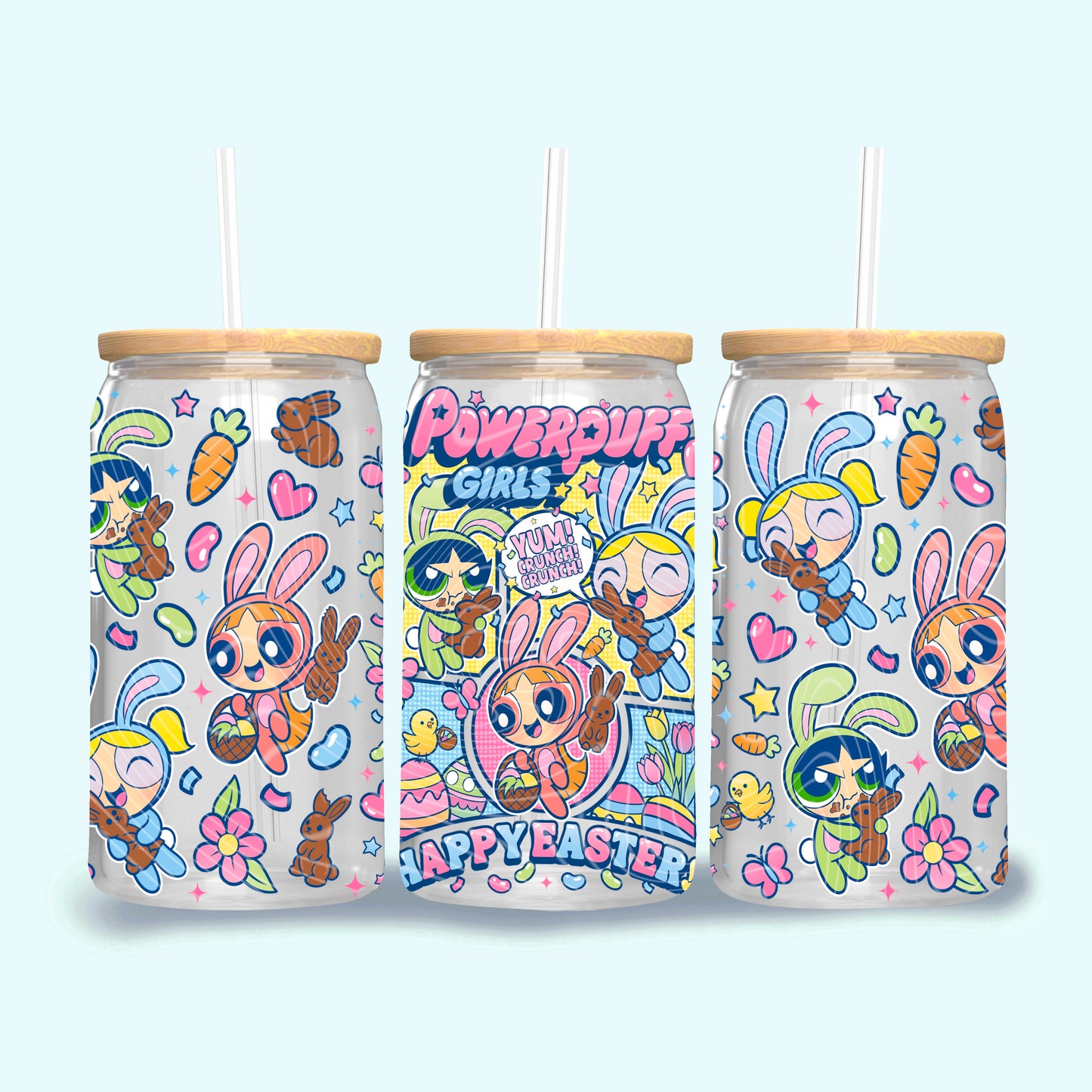 Powerpuff Easter 16 oz Glass Wraps