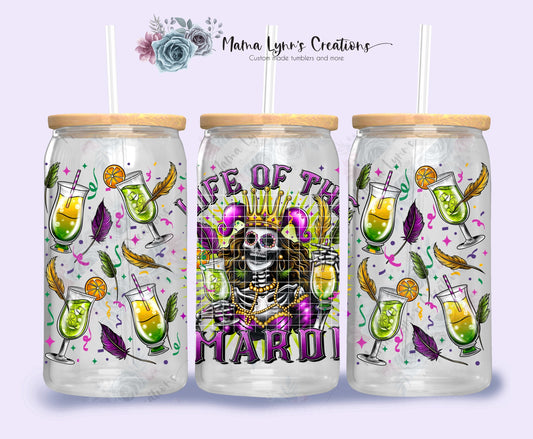Life Of The Mardi 16 oz Glass Can Wrap