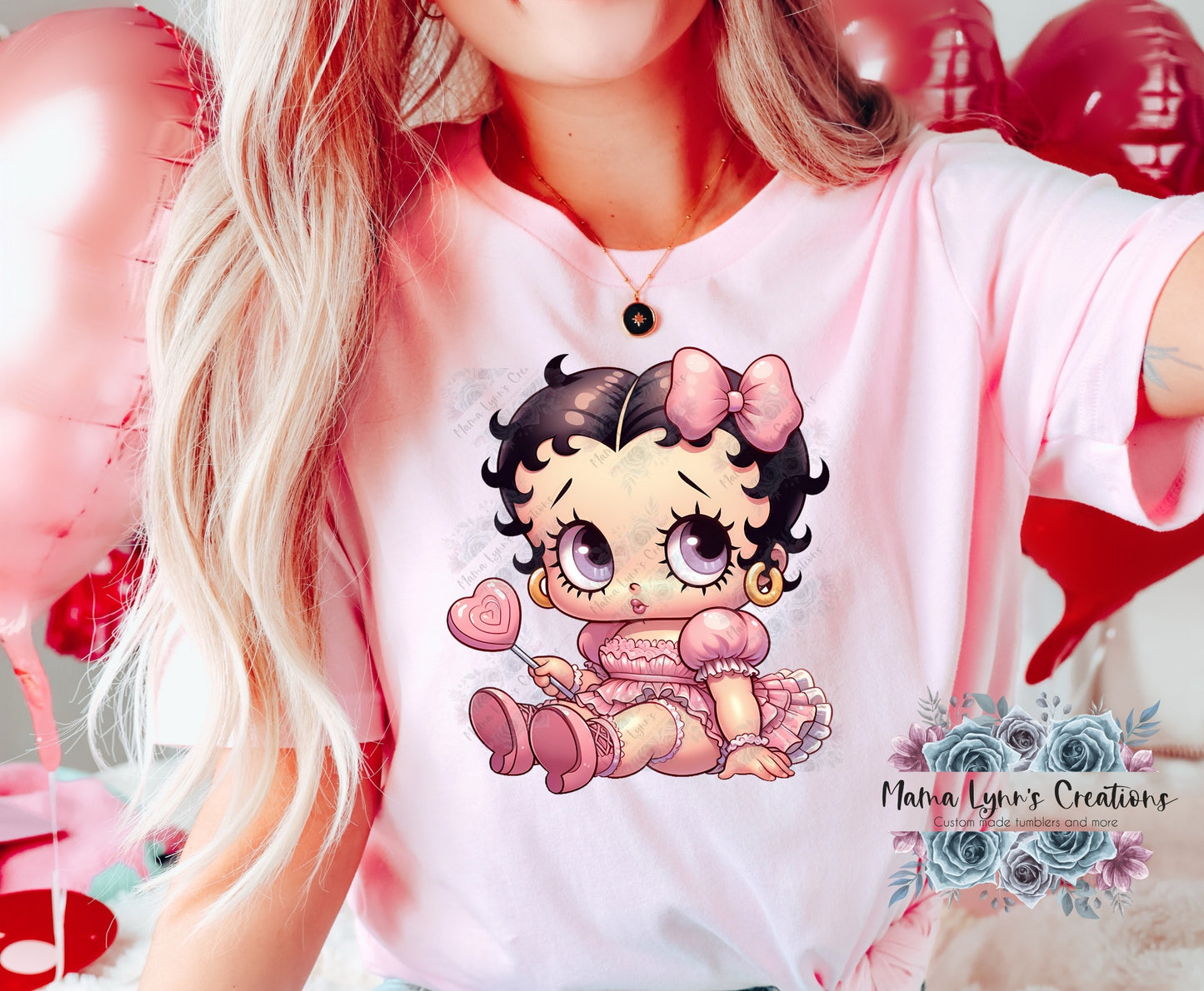 Pink Baby Boop Valentine DTF Print