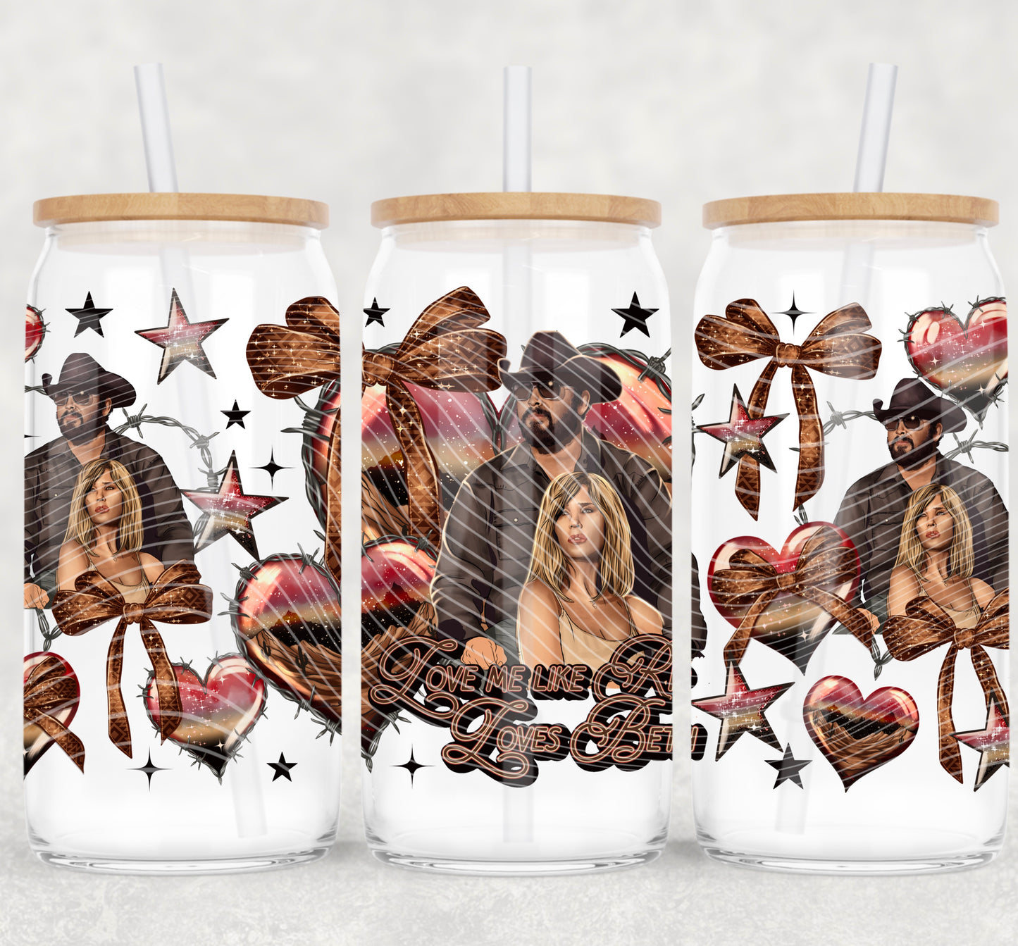 Love Me Like Rip 16 oz Glass Can Wrap