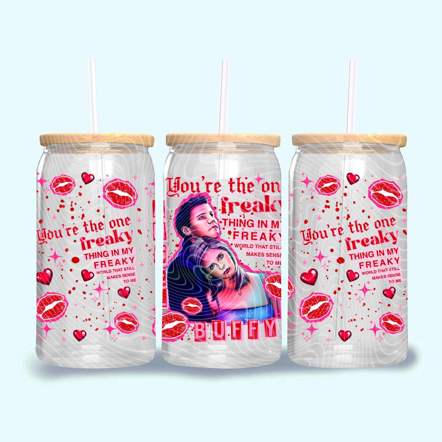 Freaky Vampire Love 16 oz Glass Can Wrap