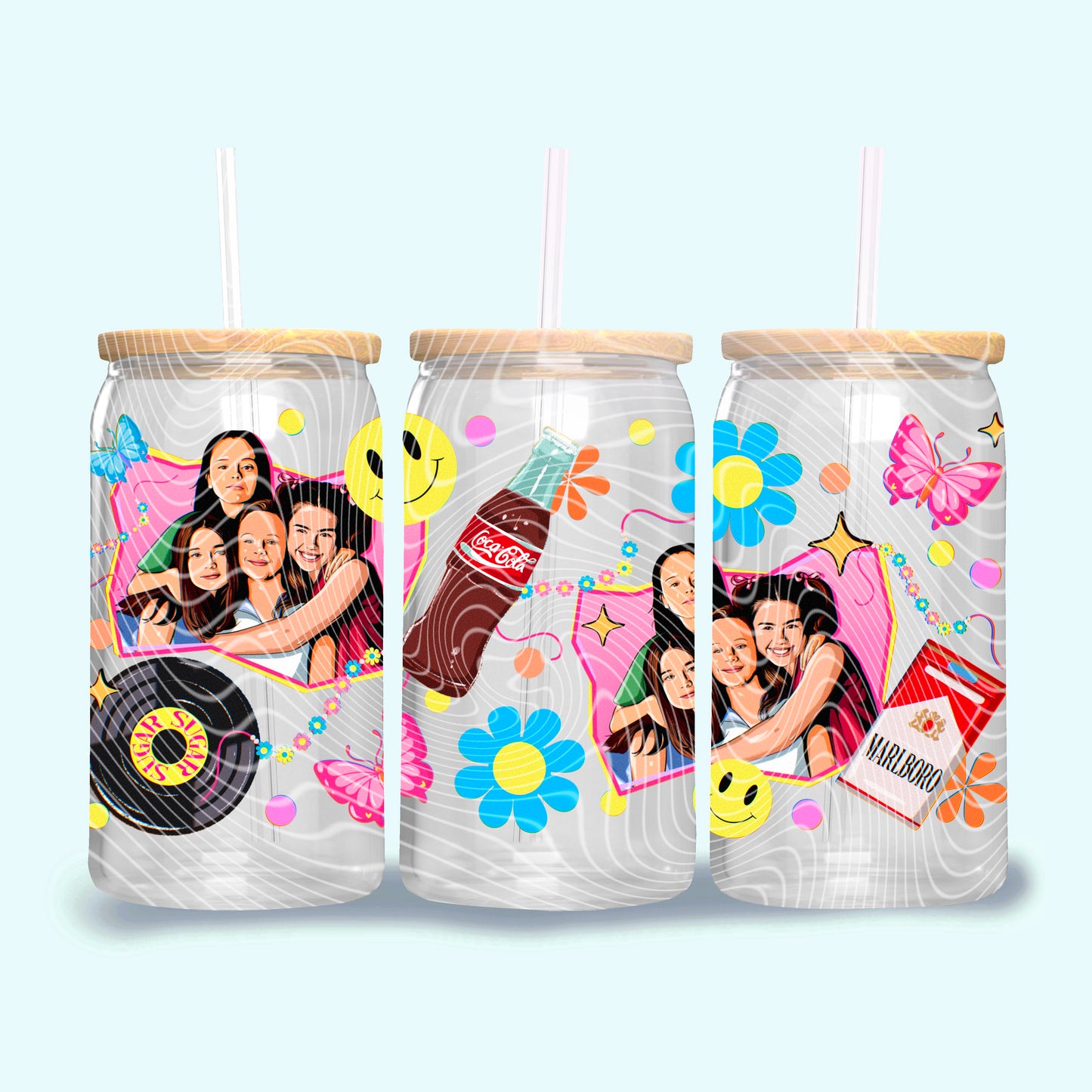 Now & Then 16 oz Glass Can Wrap