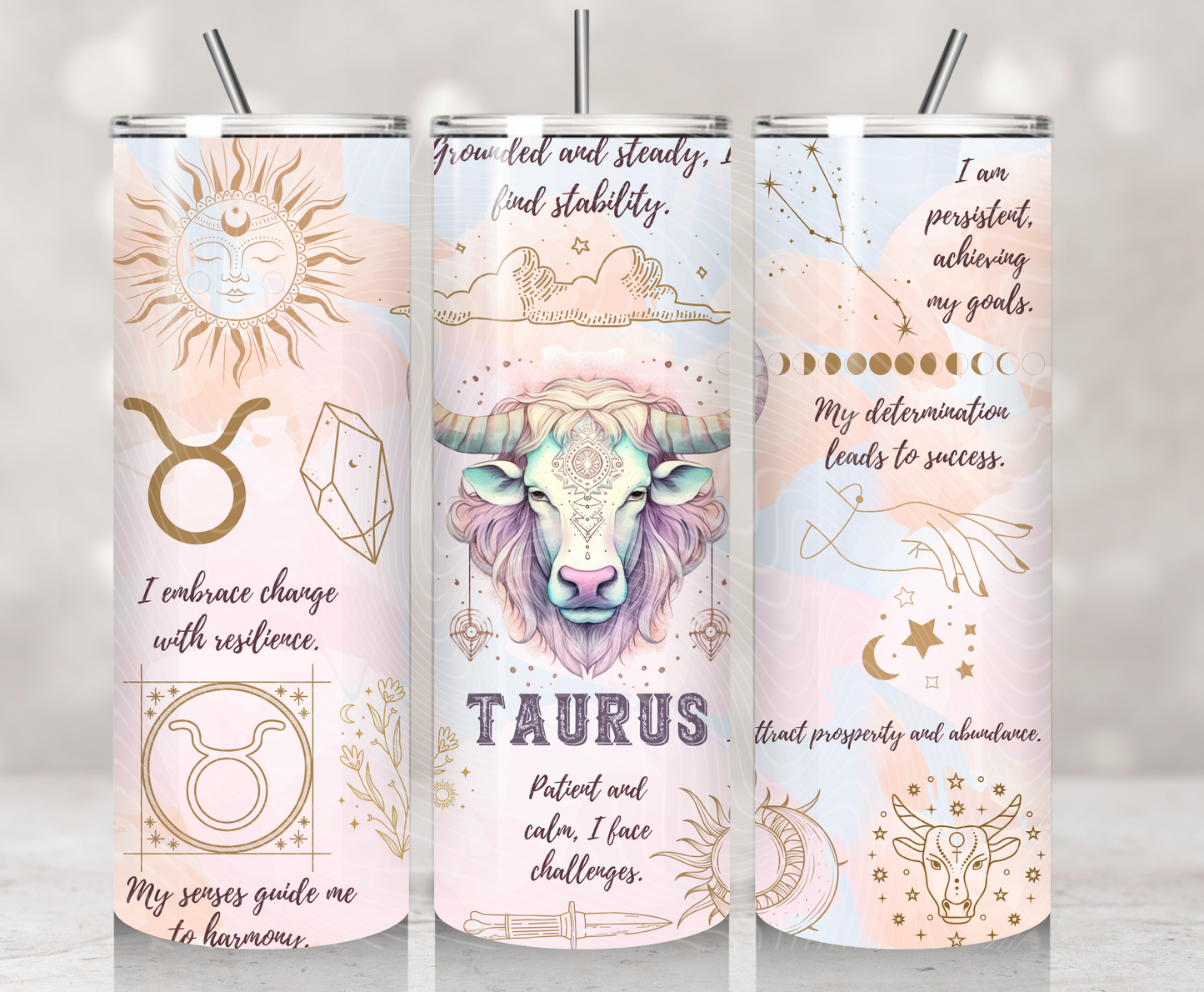 Zodiac Taurus Pastel Watercolors