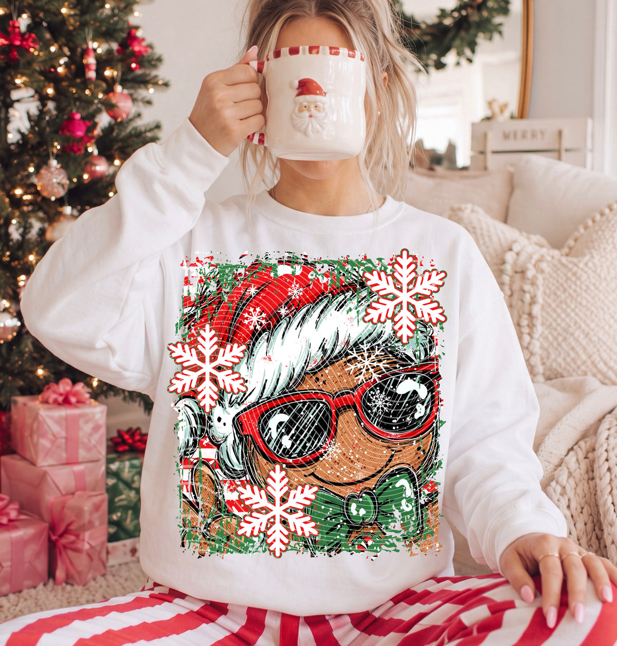 Gingerbread Man Red Style DTF Print